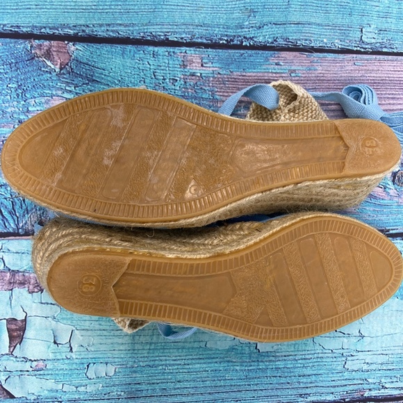 SPARTVS Carina Espadrille Wedge Heels Blue Canvas - Picture 7 of 7